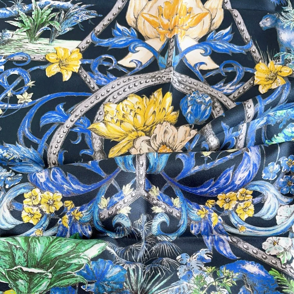 Authentic Christian Dior TOILE DE JOUY VOYAGE 90 Square Silk Scarf